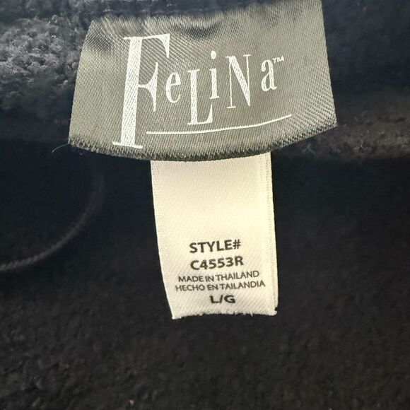 Felina Wide Leg Black Fuzzy Sweatpants Relaxed Fit Women’s Size Large - Picture 3 of 5